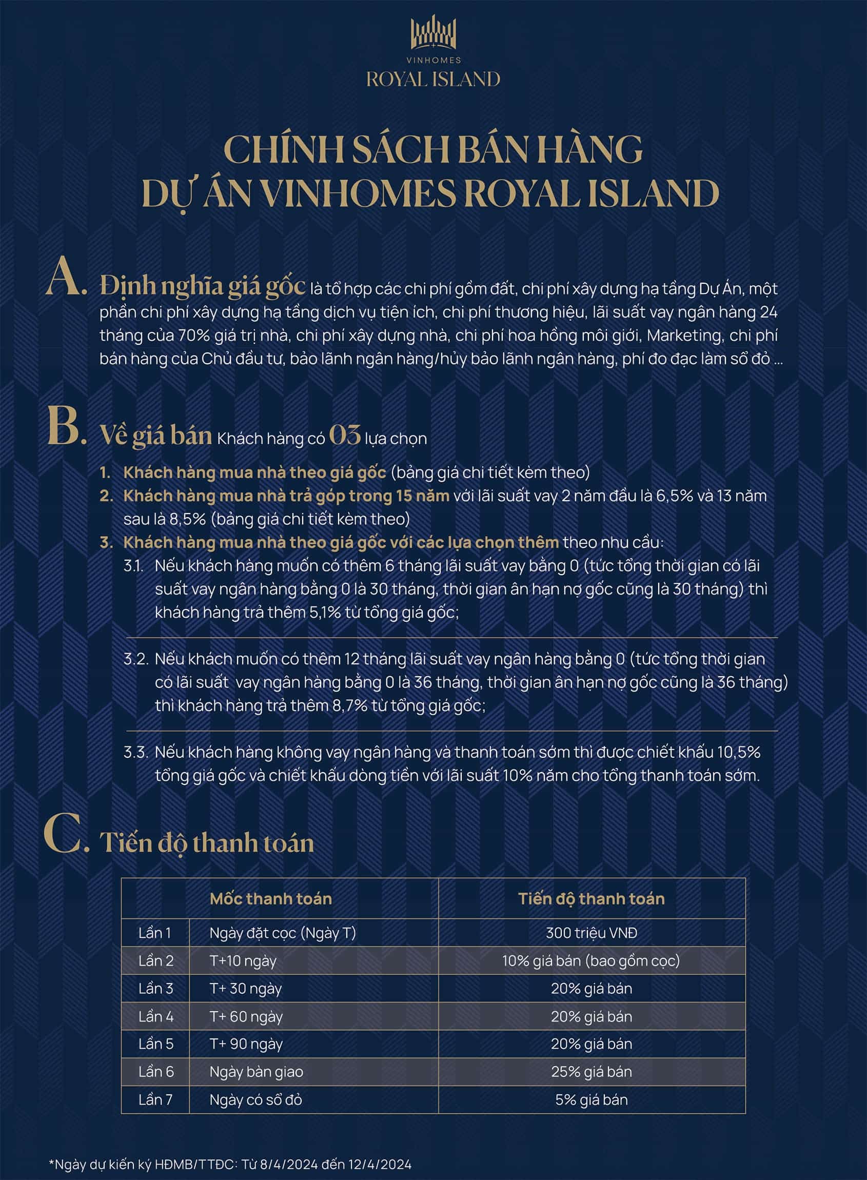 Chính sách bán hàng dự án Vinhomes Royal Island tháng 03